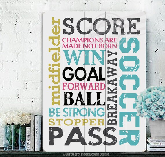 Girls Soccer Planked Wood Sign Sports Decor For Girls Room Etsy