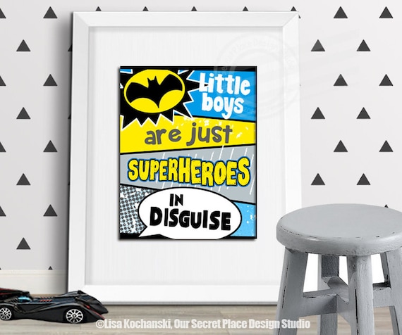 Little Boys Are Just Superheroes in Disguise Superhero Wall | Etsy