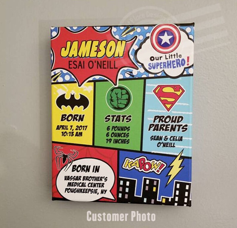 superhero birth announcement