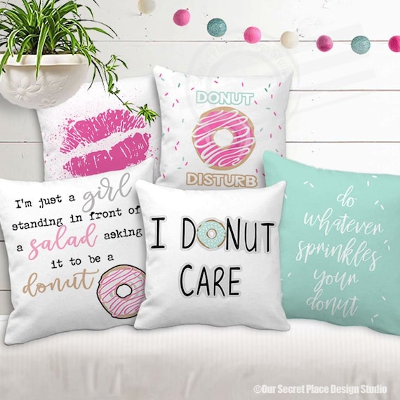 Teen Girls Throw Pillow Covers Donut Theme Sweet Theme Teen Etsy