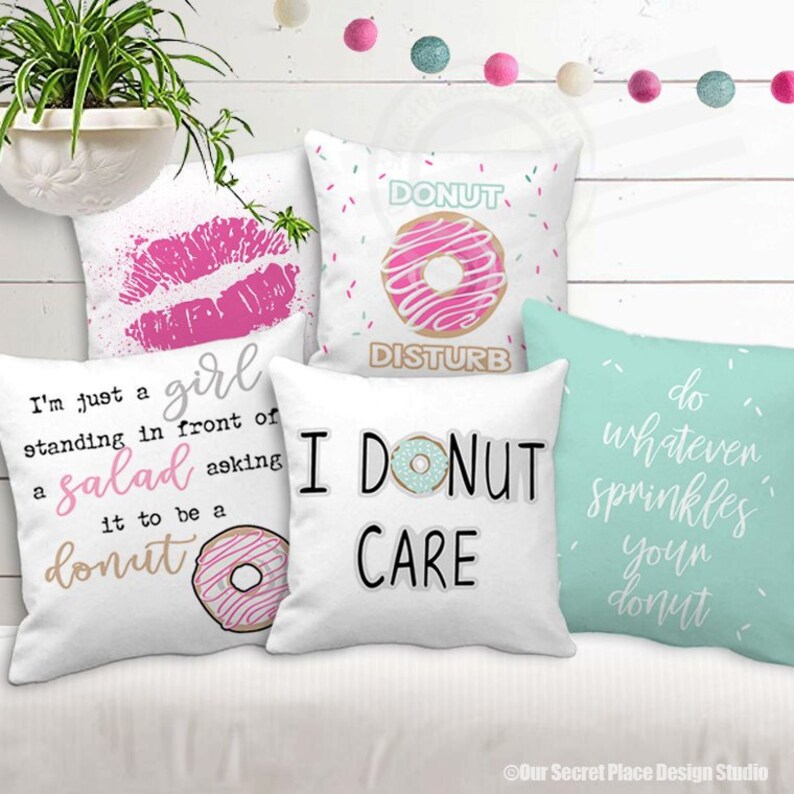 Teen Girls Throw Pillows Donut Theme Sweet Theme Teen Girl Etsy