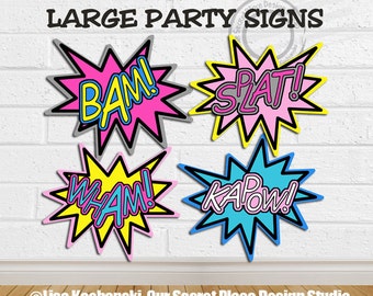 INSTANT DOWNLOAD Superhero Party Decor Girl Superhero Birthday Superhero Party Signs Superhero Baby Shower Superhero Photo Booth Props
