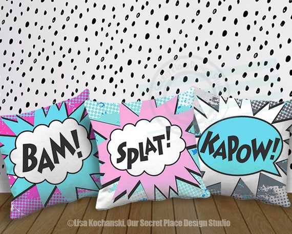 Girl Superhero Throw Pillow Superhero Decor For Girls Room Etsy