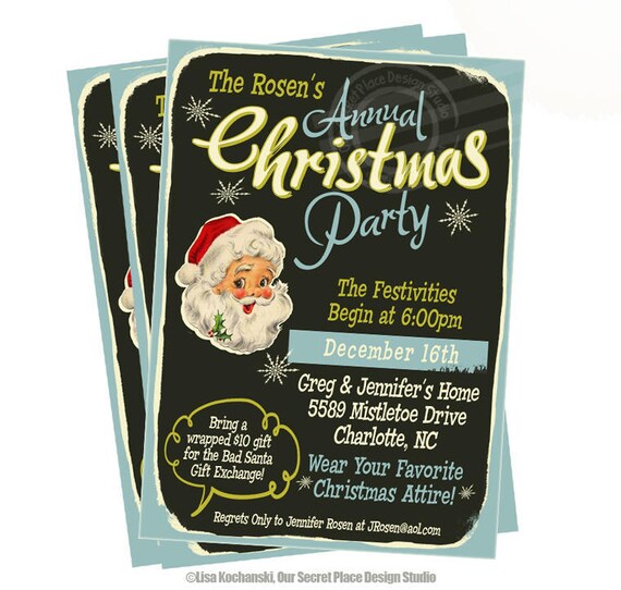 retro christmas party invitation retro christmas invites retro etsy