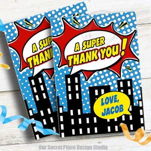 PRINTABLE Superhero Thank You Superheroes Birthday Party Boy Superhero Birthday Party Third Birthday Boy 3rd Birthday Boy Superheroes Party