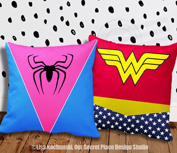Girls Superhero Pillow Superhero Throw Pillow Girls Superhero Etsy