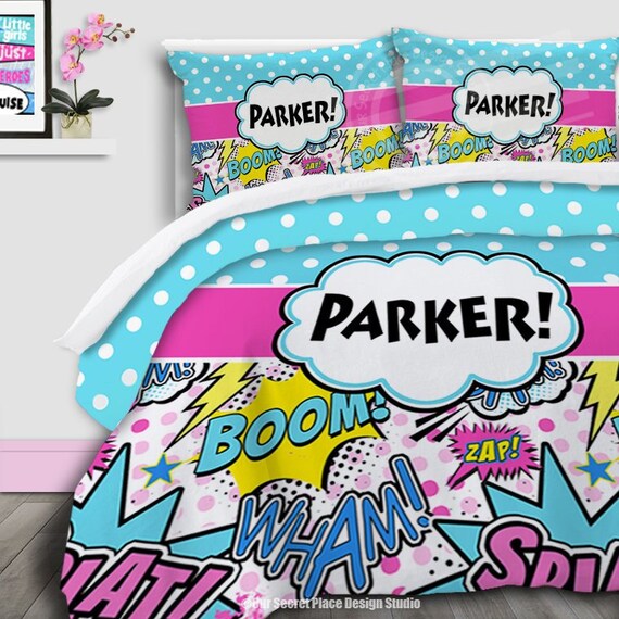 Personalized Bedding For Girls Comforter Set Girls Superhero Etsy
