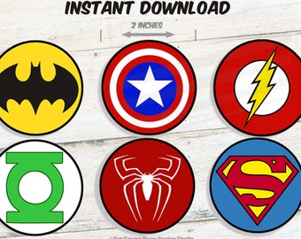 instant download superhero logo stickers superhero stickers etsy