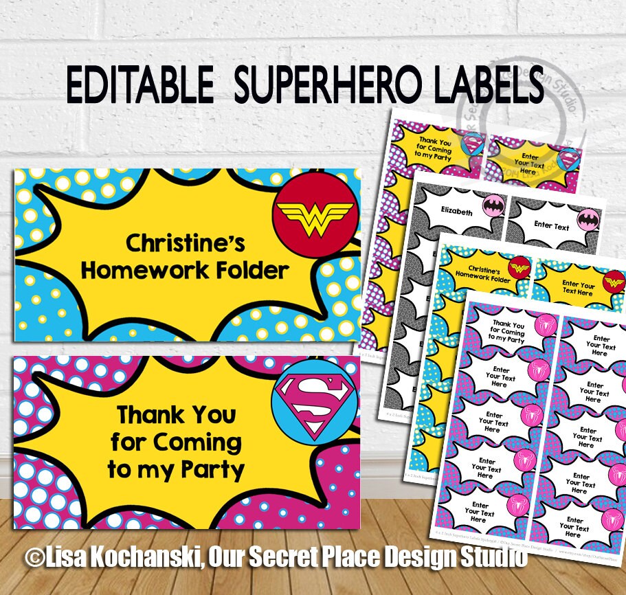 Instant Download Editable Superhero Labels Superhero Favor Etsy Instant Download Editable Superhero Labels Superhero Favor Etsy