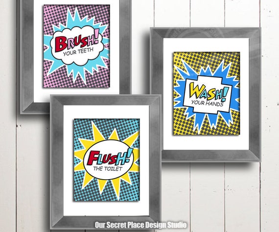 Digital Kids Bathroom Wall Art For Toddler Bathroom Wall Art Etsy
