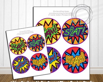 Digital Kids Superhero Label Stickers Superhero Birthday Party Superhero cupcake toppers Superhero balloon labels Super hero labels