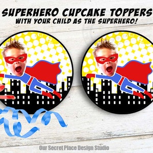 Kinder Foto Cupcake Toppers Jungen Superheld Geburtstagsparty Foto-Kuchen Toppers Erster Geburtstag Zweiter Geburtstag dritten Geburtstag Party Requisiten