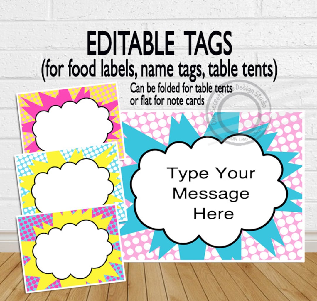 INSTANT DOWNLOAD Editable Superhero Food Labels Girl Superhero Party ...