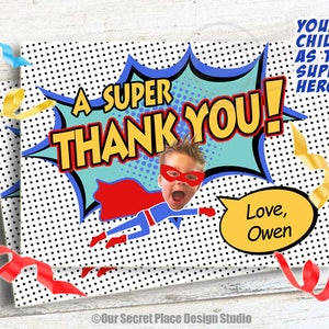 Foto-Dankeschön-Karte Kinder-Superhelden-Dankeschön-Fotokarte Superhelden-Dankeschön-Karte Superhelden-Dankeschön, Hinweiskarte für Mädchen