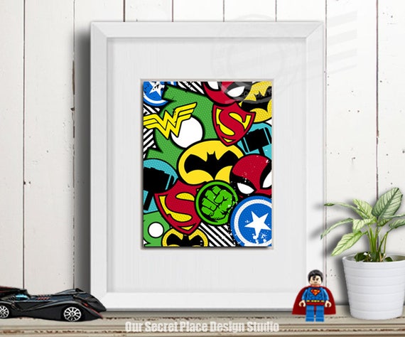 Print Superhero Print Super Hero Wall Art Superheroes Wall Art Etsy