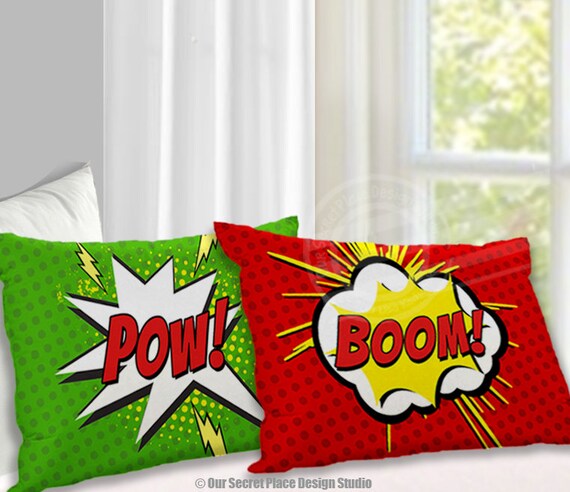 Superhero Pillow Case Boys Superhero Bedding Comic Book Etsy