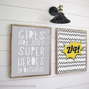 Girls Wall Art Print Superhero Art Prints for Girls Bedroom Wall Art Kids Farmhouse Wall Decor Kids Wall Prints Superhero Nursery Prints