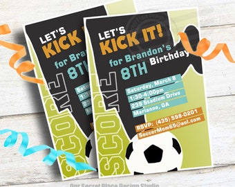 Kids Soccer Birthday Party Invitations for Boys Soccer Party Invitation Soccer Invitation Soccer Invites Boys Sports Invitations for Boys