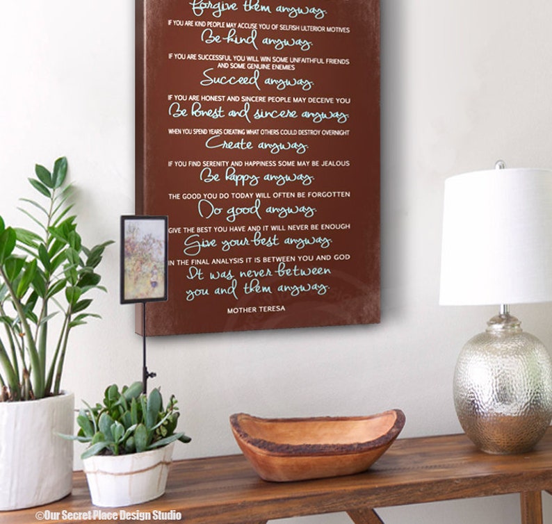 Mother Teresa Canvas Do It Anyway Mother Teresa Quote on Etsy