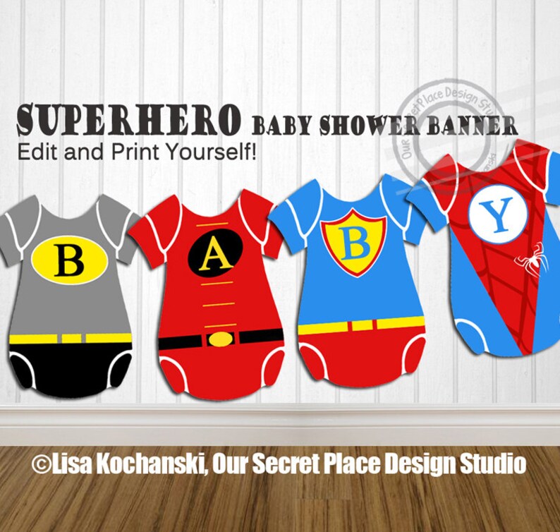 Instant Download Superhero Party Banner Superhero Baby Shower Etsy