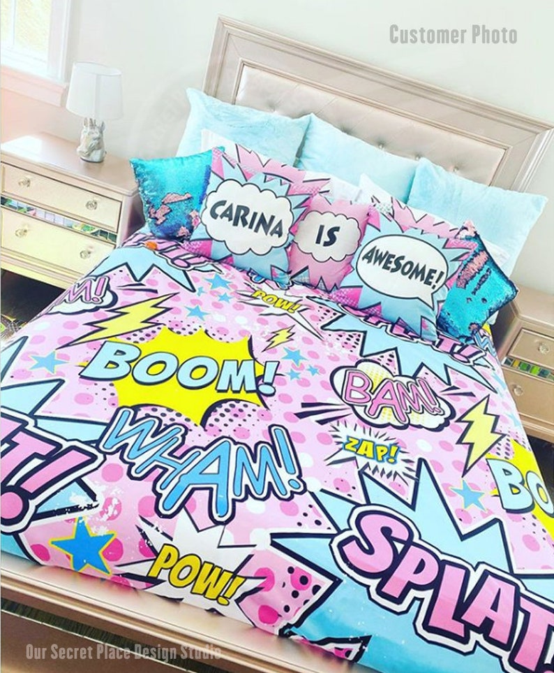 Personalized Girls Bedding Superhero Comforter Toddler Girls Etsy