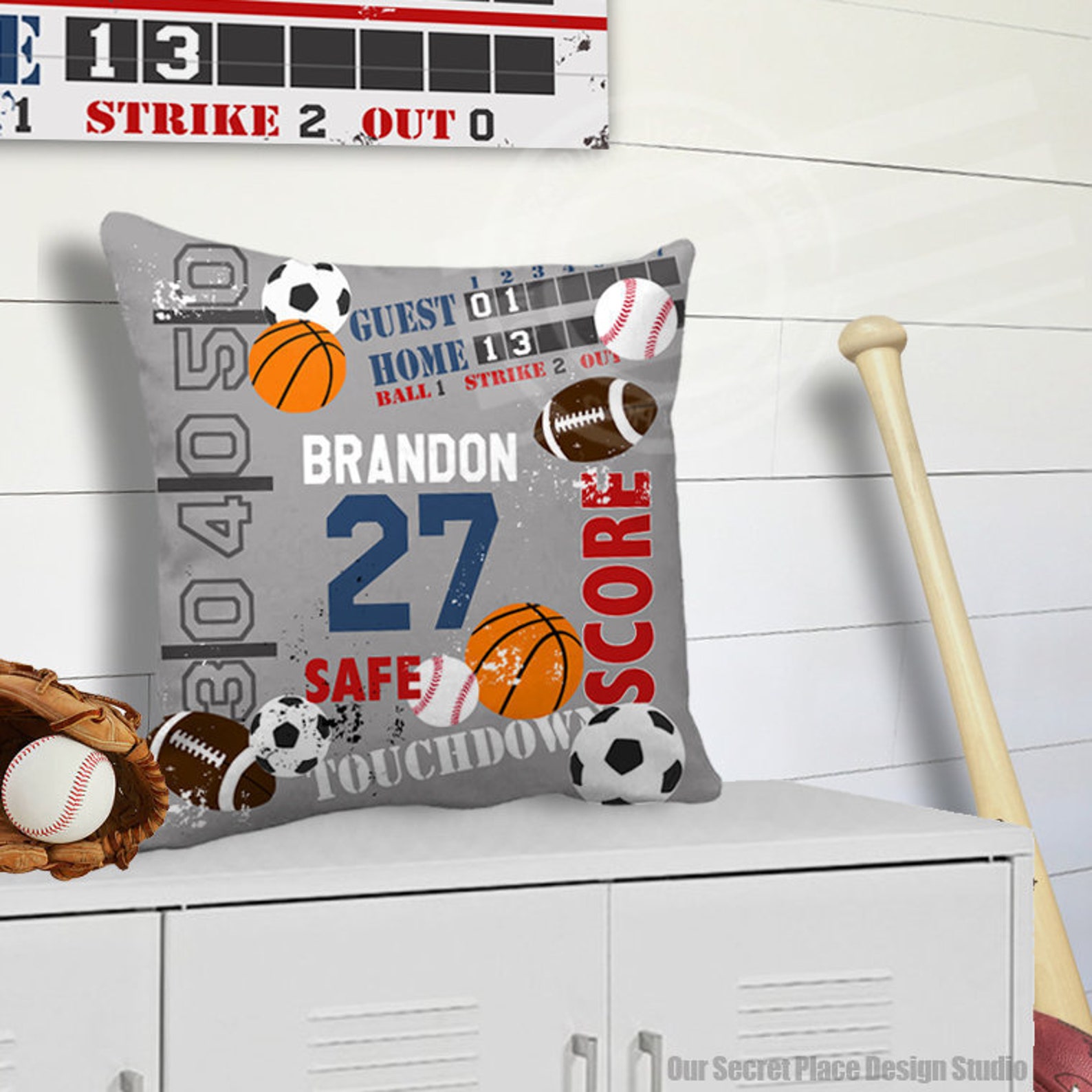 Personalized Sports Pillow Personalized Kids Pillows for Kids Etsy