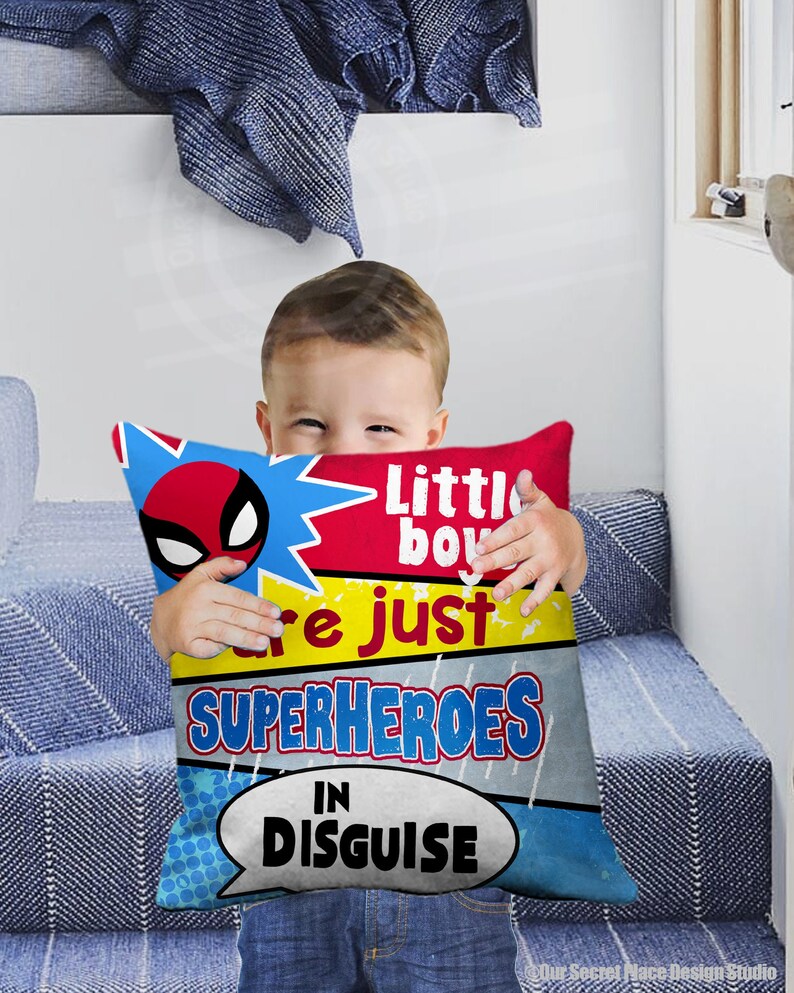 Boys Throw Pillow Cover Kids Superhero Pillow Toddler Pillow Etsy UK