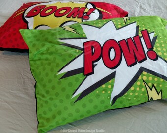 Boys Personalized Pillowcase Superhero Pillow Case Boys Superhero Bedding Comic Book Bedding Boys Bedding Boys Pillows Boys Kids Pillowcases