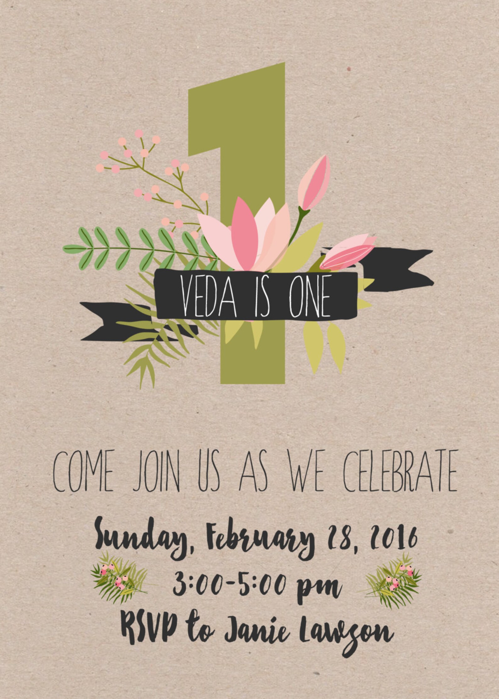 Floral Birthday Invitation Etsy