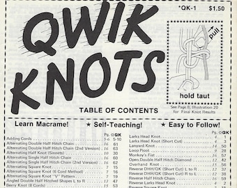 PDF ONLY - Qwik Knots 16 Page Macrame Knotting Guide Instructions on How to Tie Knots Downloadable Booklet