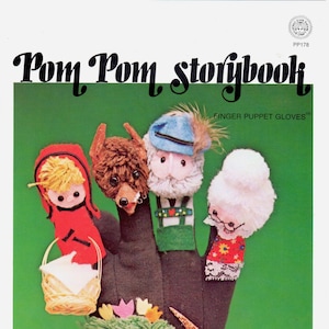 Pom Pom Storybook Finger Puppet Gloves Vintage 1970&#39;s Craft Book