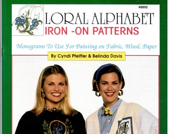 Floral Alphabet Iron-On Transfers Patterns VTG Fabric Painting Craft Book