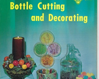 Libro de instrucciones para cortar y decorar botellas de vidrio, artesanía vintage de los años 1970