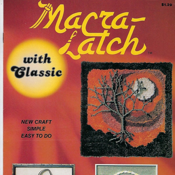 Macra-Latch With Classic Latch Hooking Rug Wall Art Using Macrame Cord Vintage Book