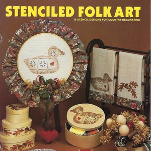 Stenciled Folk Art 15 Designs for Country Decorating Vintage Painting Craft Patterns How To Instruction Book