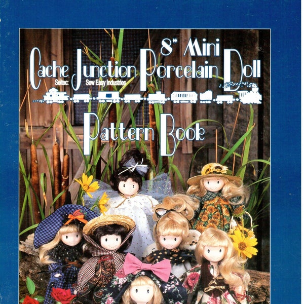 Cache Junction 8" Mini Porcelain Doll Pattern Book Vintage Craft Doll Outfit Sewing Patterns