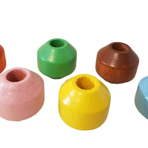 Bag of 20 Large Beveled Wood Macrame Plant Hanger Craft Beads 1-3/8" 34mm