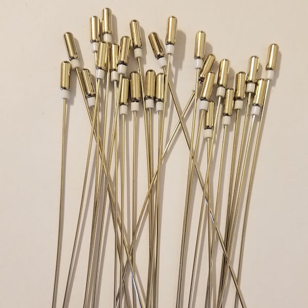 25 Pcs Vintage 4-3/4" Inch Long Silver Tone Nickel or Gold Brass Plated Metal Stick Large Beading Head Hat Pins