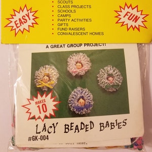 Lacy Beaded Babies Refrigerator Magnets &quot;Try-A-Craft&quot; Group Packs Craft Kit Merri Mac Vintage