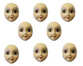 Pack of 8 Painted Poly Porcelain Resin Lady Face Cameo Head Craft Jewelry Brooch Pendant Vintage