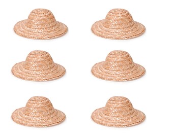 MINIATURE STRAW HATS SET OF 3 3 INCH DIAMETER FOR CRAFTS DOLLS ETC.
