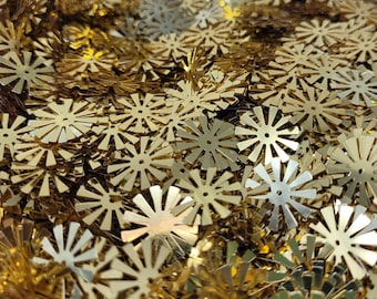 500 pcs Vintage Loose Metallic Gold Spoke Sunburst Sequins 16mm for Sewing Crafts