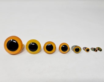 Zim's Vintage Yellow Owl Eyes Plastic Safety Eyes for Craft Doll, Amigurumi Toy, or Puppet Making, Assorted Sizes