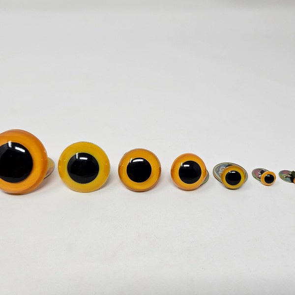 Zim's Vintage Yellow Owl Eyes Plastic Safety Eyes for Craft Doll, Amigurumi Toy, or Puppet Making, Assorted Sizes