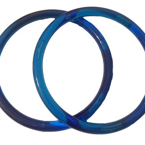Asas redondas de plástico vintage de 5" para bolsos Transparent Blue