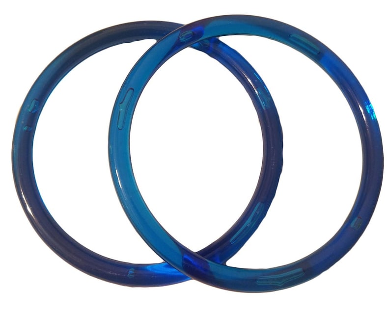 Asas redondas de plástico vintage de 5" para bolsos Transparent Blue