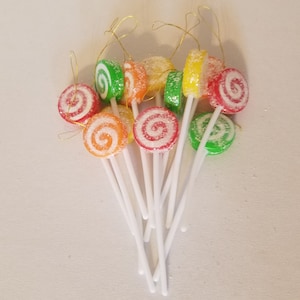 12 pcs Vintage Artificial Sugared Lolly Pops Candy Christmas Craft Ornaments Decorations