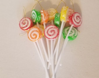 12 pcs Vintage Artificial Sugared Lolly Pops Candy Christmas Craft Ornaments Decorations