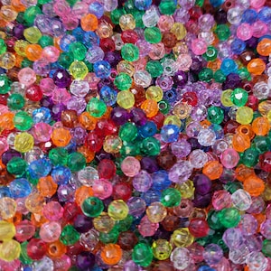2,000 Pcs Crystal Faceted Tiny 4mm Round Transparent Translucent Plastic Acrylic Craft Beads