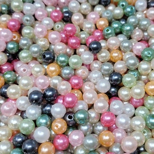 Lot of 350 Loose Artificial Plastic Pearls 8mm Round Pastel Beads